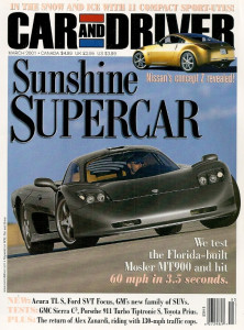 CAR & DRIVER 2001 MAR - MOSLER, 350Z, SVT, FALCON XR8